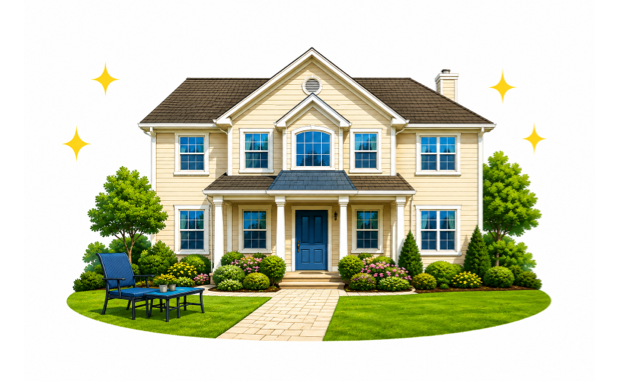 Clean home and yard after exterior cleaning