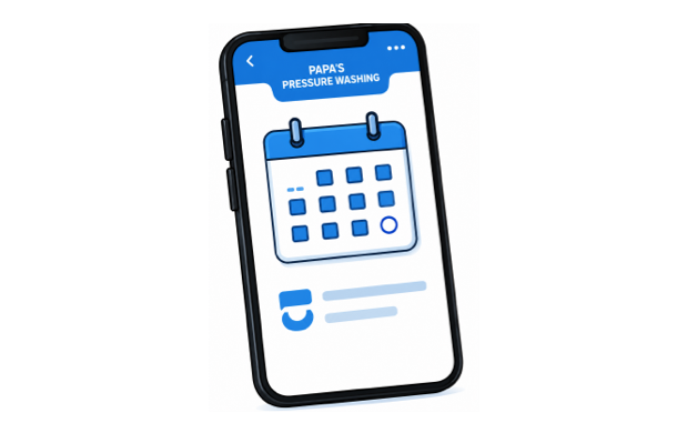 Scheduling a pressure washing appointment on a phone