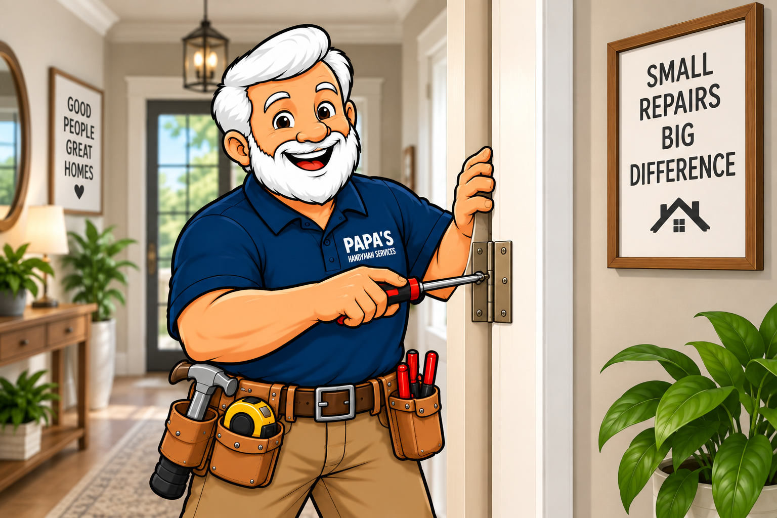 Papa completing a basic home repair