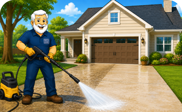 Driveway cleaning illustration