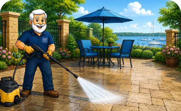 Patios and sidewalks cleaning illustration